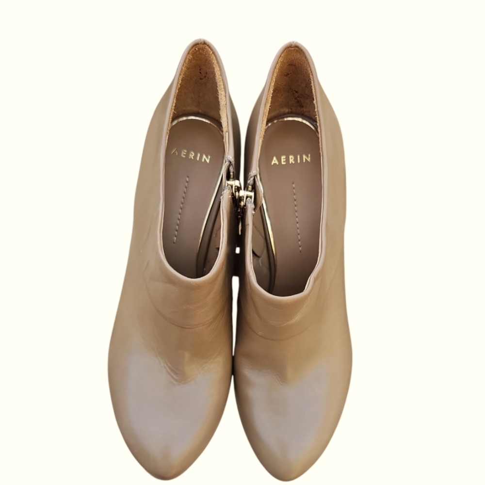 Aerin Tan Ankle Booties with Chunky Heel Size 8.5 - Picture 2 of 7